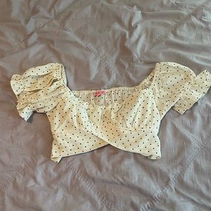 Verge Girl Cropped Polka Dot Blouse